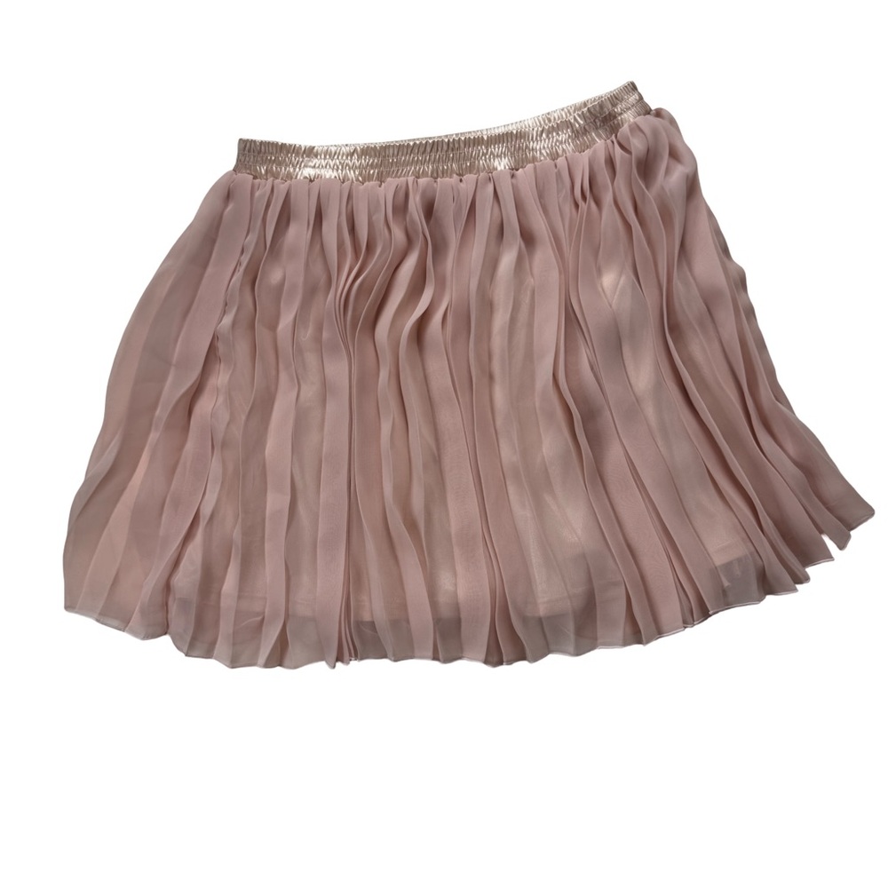 Nice Claup Pink Pleated Chiffon Mini Skirt Metallic‎ Waistband
